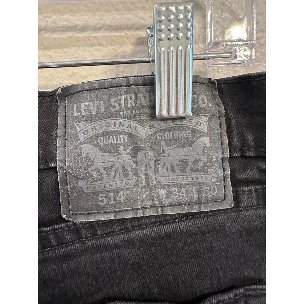 Levi's 514 Straight Fit Jeans Black Denim Pants Mens W34 L30